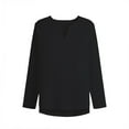 thumbnail image 1 of ibuvkizy Linen Shirts for Men Long Sleeve Men's Solid Color Fashionable Loose Fitting Collarless Long Sleeved Shirt Men's Long Sleeved V-neck Shirt/shirt,Black XXXXXL, 1 of 5