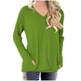 thumbnail image 1 of ibuvkizy Long Sleeve Shirts for Women,Tops for Women Trendy,Oversized Tshirts Shirts for Women Solid Workout Sweatshirts Casual Basic Long Sleeve Shirt Classic V-Neck Tops Green,S, 1 of 4