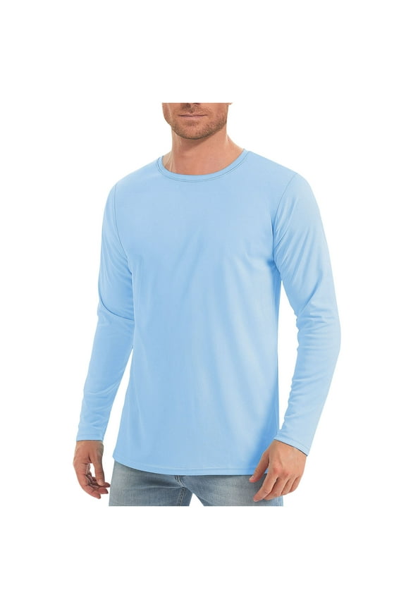 Long Sleeve Shirts for Men Summer Solid Color Sunscreen Is Lightweight Breathable and Solid Color Long Sleeved,Light Blue S