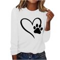 thumbnail image 1 of ibuvkizy Love Heart Graphic Sweatshirt for Women Printed Round Neck Pullover Long Sleeved Casual Womens Sweatshirts White,M, 1 of 4
