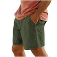 thumbnail image 1 of ibuvkizy Men Casual Shorts,Running Shorts for Men Summer Solid Color Elastic Waist Shorts with Pockets Cotton Beach Breathable Sports Shorts Pants Army Green,XXXL, 1 of 5