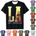 thumbnail image 1 of ibuvkizy Men Graphic T-Shirts Short Sleeve Crew Neck Casual Letter Print Sports Fitness Summer Beach Hawaiian Vintage Shirts Army Green,L, 1 of 5
