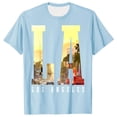 thumbnail image 1 of ibuvkizy Men Graphic T-Shirts Short Sleeve Crew Neck Casual Letter Print Sports Fitness Summer Beach Hawaiian Vintage Shirts Light Blue,M, 1 of 5
