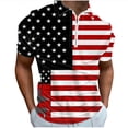 thumbnail image 1 of ibuvkizy Men's 4Th Of July USA Shirts Shirt Short Sleeve American Flag T-Shirt Men's Casual Printed Zippered T-shirt With Lapel Top Summer Patriotic Graphic Tees Clearance, 1 of 5