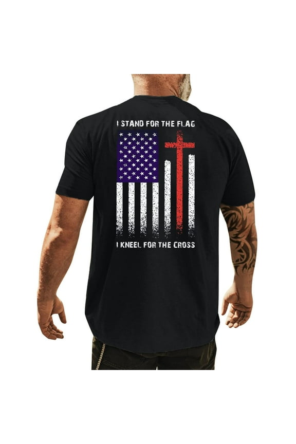 Men's 4Th of July USA Shirts Shirt Short Sleeve American Flag T-Shirt Men's Summer Independent Sun Printed Casual T-shirt Summer Patriotic Graphic Tees