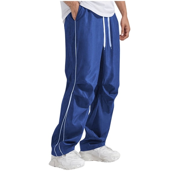 ibuvkizy Men's Athletic Pants Elastic Waist with Pockets Solid Color Drawstring Straight Leg Casual Full Length Joggers Sweatpants,Sizes S-3XL