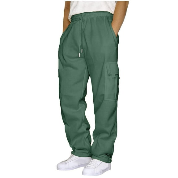 ibuvkizy Men's and Big Men's Cargo Pants Casual Fishing Pants,Men's Drawstring Elastic-Waist Solid Color Pocket Sweatants,Slim Summer Quickdrying Sports Outdoor Mens Work Pants