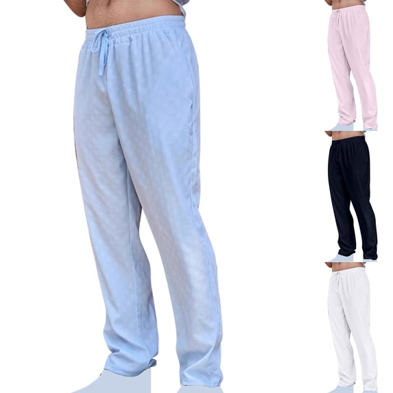 ibuvkizy Men's Pants with Pockets Open Bottom Drawstring Elastic Waist Summer Solid Color Outdoor Casual Beach Pants,Sizes S-3XL
