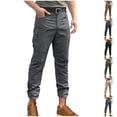 thumbnail image 1 of ibuvkizy Mens Cargo Pants Elastic Waist Drawstring Relaxed Fit Waterproof Outdoor Joggers Straight Leg Hiking Workout Pants with Multi Pockets,Sizes S-3XL, 1 of 7
