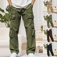 thumbnail image 1 of ibuvkizy Mens Cargo Pants with Multi Pockets Elastic Waist Fashion Casual Comfy Solid Bandage Drawstring Regular Outdoor Joggers Straight Leg Hiking Workout,Sizes S-2XL, 1 of 8