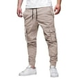 thumbnail image 1 of ibuvkizy Mens Cargo Pants with Multi Pockets Drawstring Elastic Waist Straight Leg Casual Full Length Cargo Trousers,Sizes S-3XL, 1 of 5