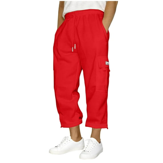ibuvkizy Mens Cargo Pants with Multi Pockets Drawstring Elastic Waist Straight Leg Casual Full Length Fleece Cargo Sweatpants,Sizes S-5XL