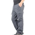 thumbnail image 1 of ibuvkizy Mens Cargo Pants with Multi Pockets Elastic Waist Straight Leg Casual Full Length Cargo Trousers,Sizes M-3XL, 1 of 4