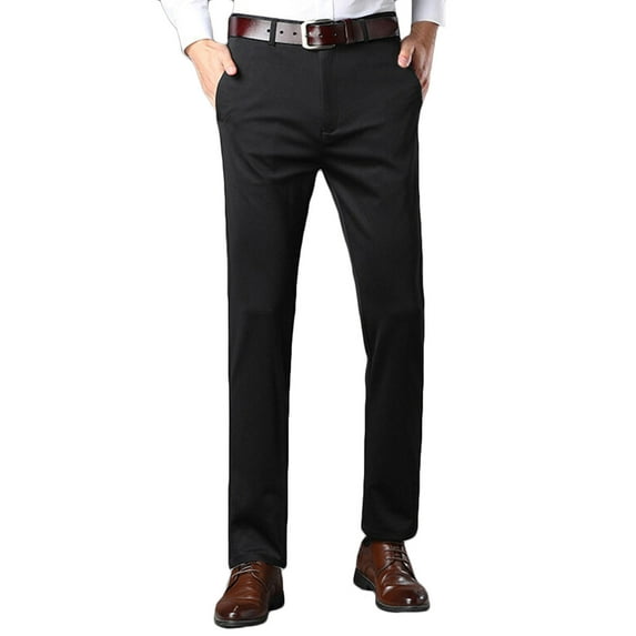 ibuvkizy Mens Dress Pants with Pockets Skinny High Stretch Slim Fit Casual Thin Solid Color Business Daily Tapered Mid Waist Button Zipper Trousers,Sizes S-3XL