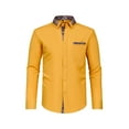 thumbnail image 1 of ibuvkizy Mens Dress Shirts Solid Long Sleeve Stretch Wrinkle-Free Formal Shirt Business Casual Button Down Shirts Tops with Pocket Yellow S, 1 of 8