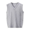 thumbnail image 1 of ibuvkizy Mens Fall Winter Sweater Vests!Men's V-neck Knitted Colorblocked Casual All-match Sleeveless Pullover Gray,L, 1 of 8