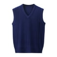 thumbnail image 1 of ibuvkizy Mens Fall Winter Sweater Vests!Men's V-neck Knitted Colorblocked Casual All-match Sleeveless Pullover Navy,M, 1 of 8