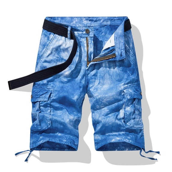 ibuvkizy Mens Fashion Shorts Clearance,Summer Fitness Sports ,Cargo Shorts for Men,Men Casual Solid Zipper Button Multi-pocket Cropped Cargo Shorts,Mens Casual Shorts Deals,Breathable Quick Dry