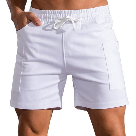ibuvkizy Mens Fashion Shorts Summer Fitness Sports,Cargo Shorts for Men Fashion Multi-pocket Cotton Sports Elastic Mid-waist Lace-up Shorts,Mens Casual Shorts,Breathable Quick Dry