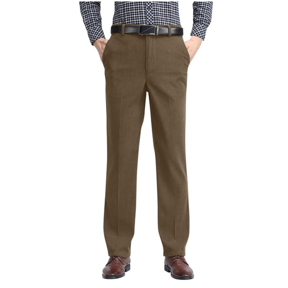 ibuvkizy Mens Pants with Pockets Solid Color Corduroy Button Zipper Straight High Waist Trousers Long Pants,Sizes S-4XL