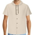 thumbnail image 1 of ibuvkizy Mens Short Sleeve Dress Shirt Summer Cotton Button Down Shirts with Hooded,Drawstring Lightweight Solid Color Hoodies Sweatshirt Casual Beach Shirts Tops Khaki XL, 1 of 5