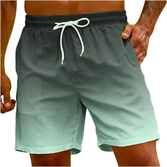 ibuvkizy Mens Sport Shorts Clearance!Men's Gradient Printing Hawaiian Special Print Shorts with Pockets Casual Trouser Shorts Pants Beach Shorts Mint Green,L