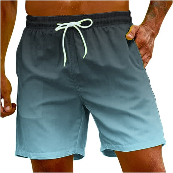 ibuvkizy Mens Sport Shorts Clearance!Men's Gradient Printing Hawaiian Special Print Shorts with Pockets Casual Trouser Shorts Pants Beach Shorts Sky Blue,XXL