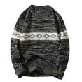 thumbnail image 1 of ibuvkizy Mens Sweater!Men's Fashion Casual Large Contrast Sweater Round Neck Pullover Long Sleeve Loose Bottomed Shirt Sweater Round-Neck Sweater Black,XXL, 1 of 2