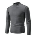 thumbnail image 1 of ibuvkizy Mens Sweater!Men's Knitwear Mock Turtleneck Vintage Round Neck Solid Color Elastic Pullover Fleecing Trend Sweater Dark Gray,XXXXXL, 1 of 2