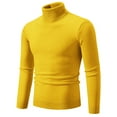 thumbnail image 1 of ibuvkizy Mens Sweater!Men's Knitwear Turtleneck Vintage Round Neck Solid Color Elastic Pullover Fleecing Trend Sweater Coat Yellow,XL, 1 of 2