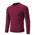 thumbnail image 1 of ibuvkizy Mens Sweater!Men's Knitwear Vintage Round Neck Solid Color Elastic Pullover Fleecing Texture Trend Sweater Coat Wine,XXL, 1 of 2