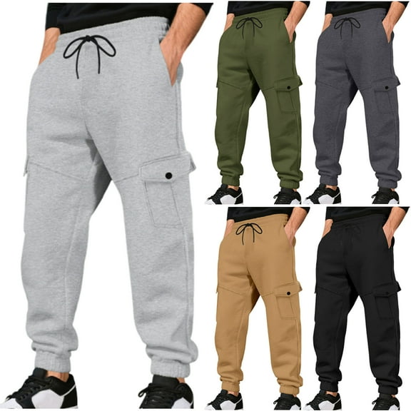 ibuvkizy Mens Sweatpants with Pockets Elastic Waist Drawstring Tapered Cargo Sweatpants Jogging Casual Fashion Breathable Exercise,Sizes S-3XL