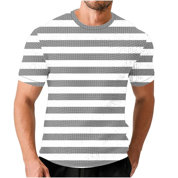 ibuvkizy Mens T-Shirts Crew Neck Short Sleeve Casual Loose Elastic Workout Summer Tops Gray,S