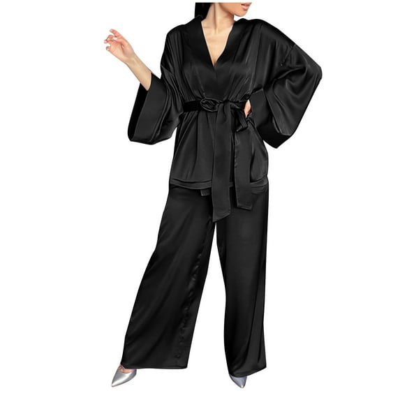 ibuvkizy Pajamas Set for Women Plus Size Women's Pajamas Sets,Women Summer Fashion Casual V-neck Sleepwear Two Piece Set Pockets Pajama Sets,Summer Loungewear Set,Womens Fashion Gifts
