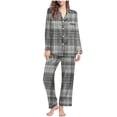 thumbnail image 1 of ibuvkizy Pajamas for Women Set,Ladies' Casual Fashion Christmas Printed Long Sleeved Lapel Set Casual Top Pants Pajama Set Black,S, 1 of 5