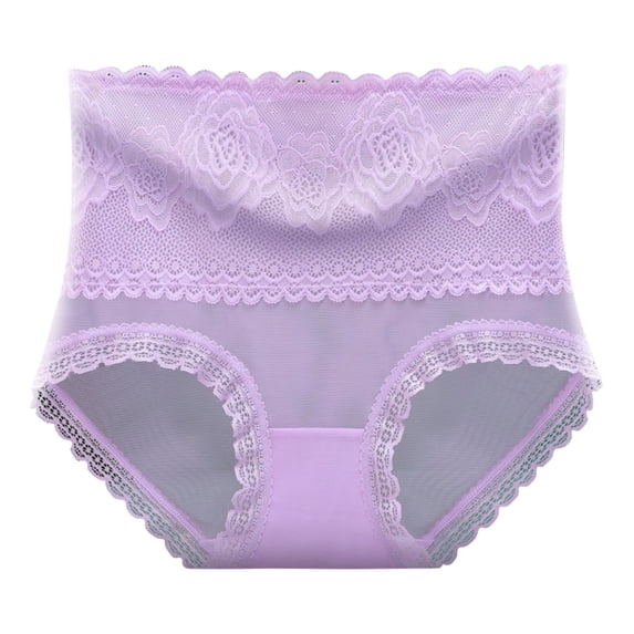 ibuvkizy Panties for Women Solid Color Briefs Sexy Ventilate Lace Netting High Waist Underpants,Women Panties,Womens Underwear