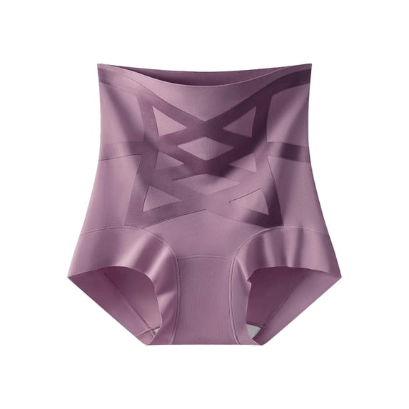 ibuvkizy Panties for Women Tummy Control Fashion Ventilate Solid Color High Waist Seemless Shapewear Control Soft Briefs,M