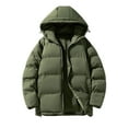 thumbnail image 1 of ibuvkizy Puffer Jacket Men,Winter Coats for Men's Winter Hooded Down Jacket Zipper Cardigan Pocket Long Sleeve Padded Jacket Coat Army Green,M, 1 of 3