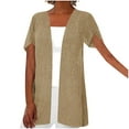 thumbnail image 1 of ibuvkizy Short Sleeve Cardigans for Women Cardigans Lightweight Women's Fashionable Solid Color Cardigan Casual Short Sleeved Top Khaki S, 1 of 6