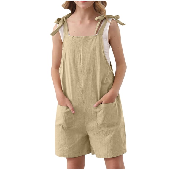 ibuvkizy Shorts for Girls Clearance,Casual Summer Short Pants,Girls Summer Sleeveless Casual Romper Spaghetti Strap Shorts Jumpsuit With Pockets,Baby Girl Clothes,Baby Gift Ideas