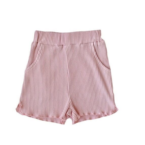 ibuvkizy Shorts for Girls,Children Solid Color Summer Pants Girl Loose Pockets Outerwear Slat Pants Shorts Pink,2-3 Years