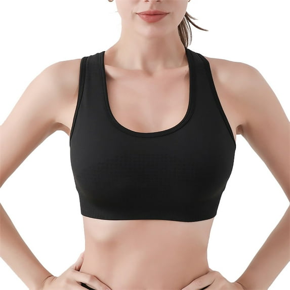 ibuvkizy Sports Bras for Women,Wirefree Mesh Breathable Underwear,Women's Fashion New Solid Color Sports Bra With Chest Pads and Shock Absorbent Underwear,Comfort Full Figure Bralettes