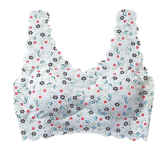 ibuvkizy Sports Bras for Women Clearance,Wirefree Mesh Breathable Underwear,Women's Seamless Ice Silk Printed Beauty Back Lingerie Gathering Sports Integrated Thin Bra,Comfort Full Figure Bralettes