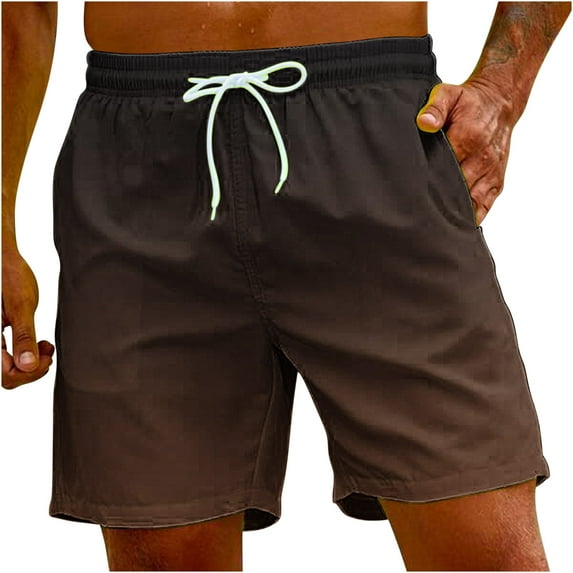 ibuvkizy Summer Clearance 2024!Mens Shorts Casual Gradient Printing with Pockets,Drawstring Elastic Waist Shorts Pants Beach Shorts Brown,XXL