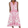 thumbnail image 1 of ibuvkizy Summer Dresses for Women Plus Size Summer Dresses,New Women's V-neck Button Button Sleeveless Printed Long Dress,Holiday Party Beach Dress,Gifts for Women, 1 of 5