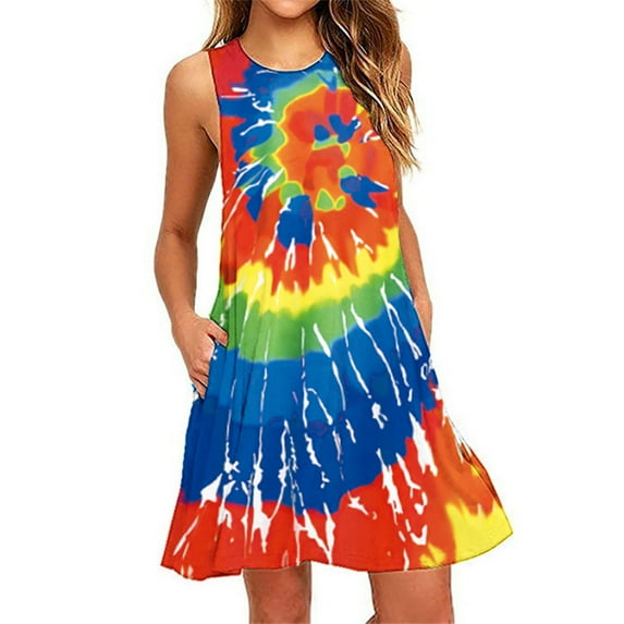 ibuvkizy Summer Dresses for Women Plus Size Summer Dresses,Summer Dresses Women Beach Floral Sleeveless Sundress Casual Pockets Boho Dress,Holiday Party Beach Dress,Gifts for Women