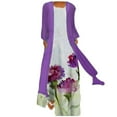 thumbnail image 1 of ibuvkizy Summer Dresses for Women Clearance,Plus Size Summer Dresses,Women Casual Floral Print Sleeveles Dress Solid Chiffon Two-Piece Set,Holiday Party Beach Dress,Gifts for Women, 1 of 5