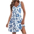 thumbnail image 1 of ibuvkizy Summer Dresses for Women Plus Size Summer Dresses,Women's Casual With Pockets Summer Floral Print Dress V-Neck Mini Dresses,Holiday Party Beach Dress,Gifts for Women, 1 of 6