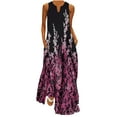 thumbnail image 1 of ibuvkizy Summer Dresses for Women Plus Size Summer Dresses,Women Casual Loose Printed Tank Dress Beach V-neck Pocket Sundress Sleeveless Dresses,Holiday Party Beach Dress,Gifts for Women, 1 of 5
