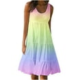 thumbnail image 1 of ibuvkizy Summer Dresses for Women Plus Size Summer Dresses,Womens Fashion Holiday Summer Round Neck Gradient Print Sleeveless Party Beach Dress,Holiday Party Beach Dress,Gifts for Women, 1 of 5